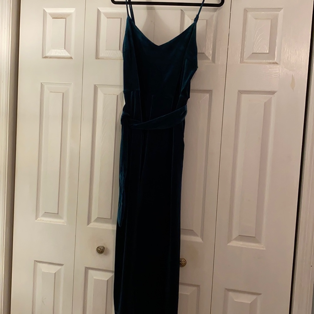 Emerald Green Velvet Romper with Pockets